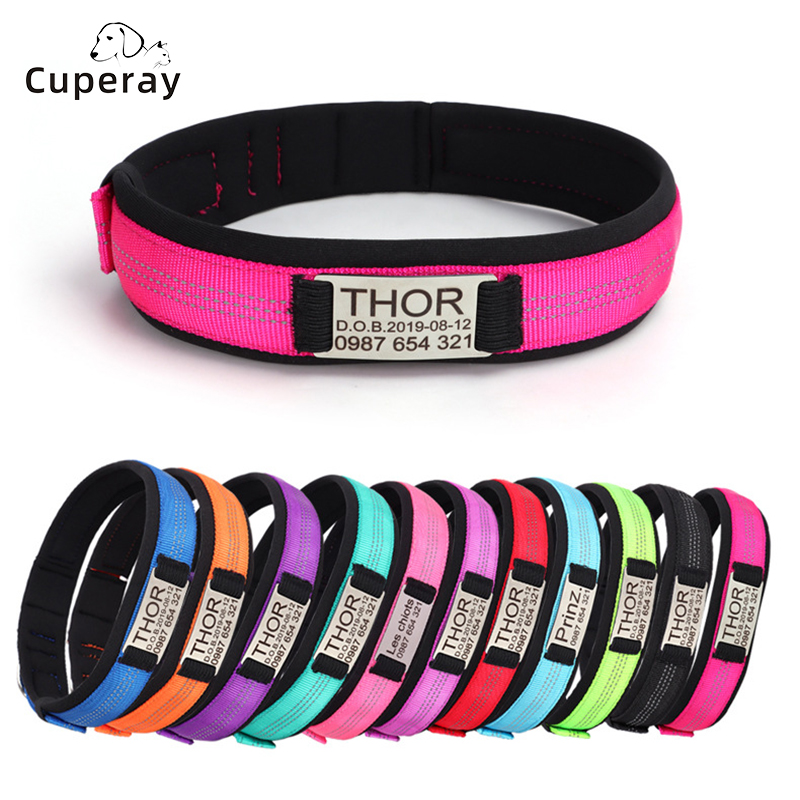Personalized Custom Dog Collars,Nylon Pet Collars Free Engraved Name Tag Prevent Getting Lost Suitable for Medium and Large Dogs