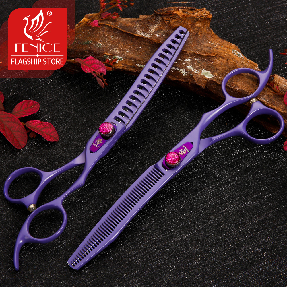 Fenice 7.0 inch Professional Dog Grooming Shears Chunker Scissors Thinning Scissors for Dog Body Cutting JP 440C High Quality