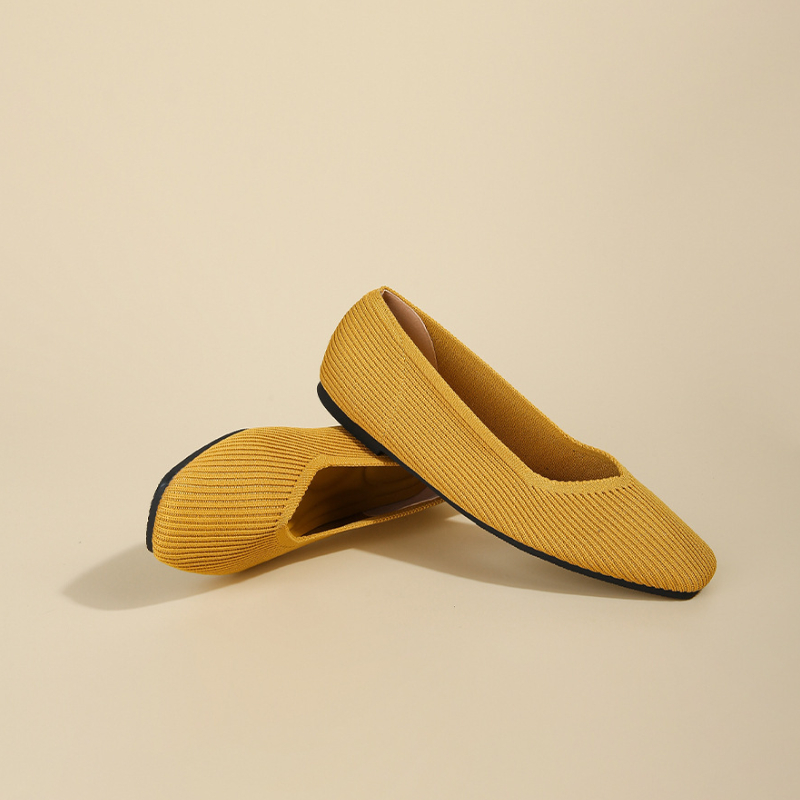 Spring 2024 New Flat Solid Color Shallow Shoes Women's Knitted Comfort Female Ballet Flats Casual Shoes Women Zapatos De Mujer