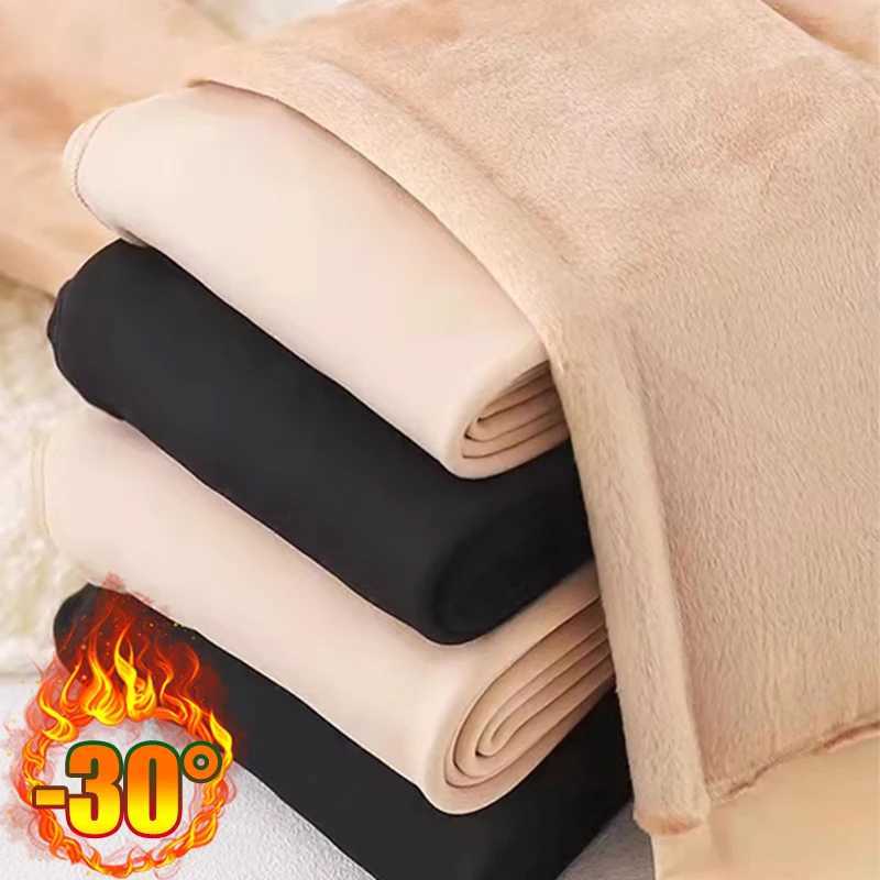 Women Winter Leggings Warm Leggins High Waist Solid Color Velvet Wool Women Thickened Velvet Leggings Stretchy Black LeggingsX240914