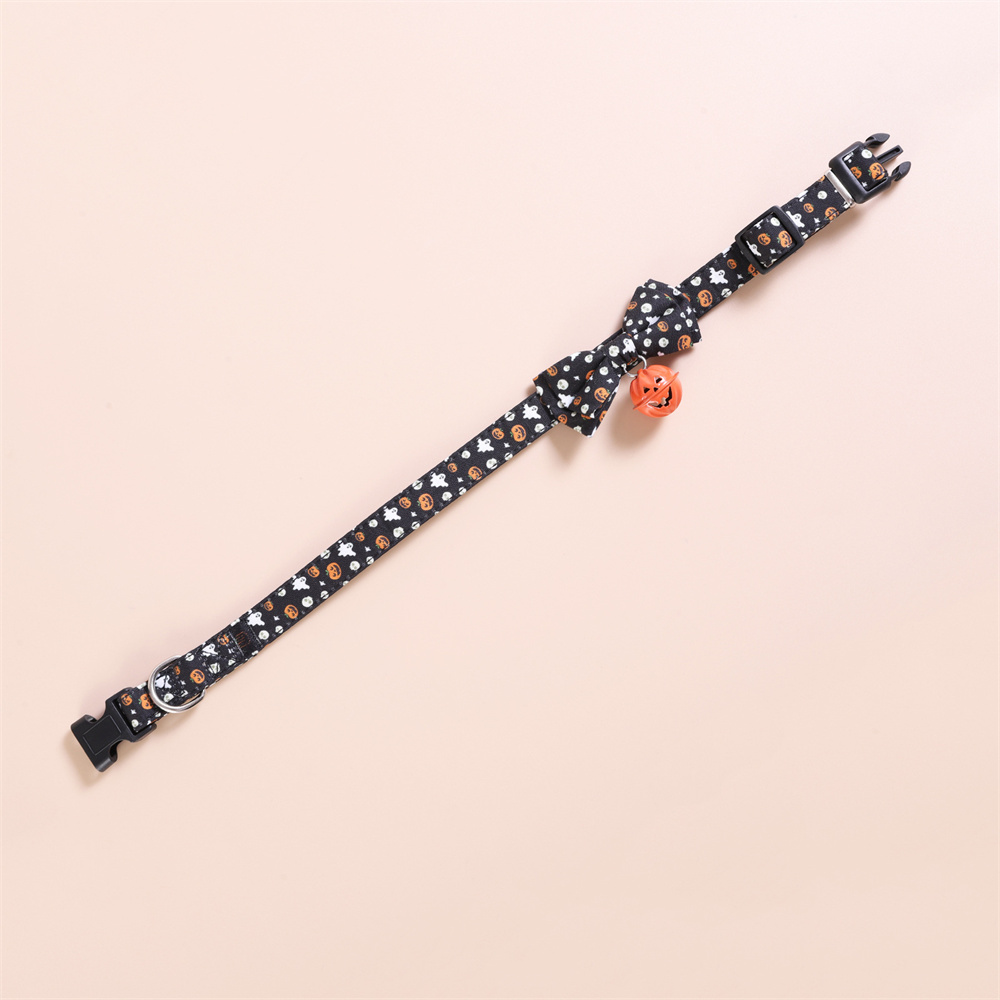 Halloween Dog Collar with Bows,Male or Female Puppy Dog Collar Halloween Collar with Removable Bows and Bell Adjustable Collars