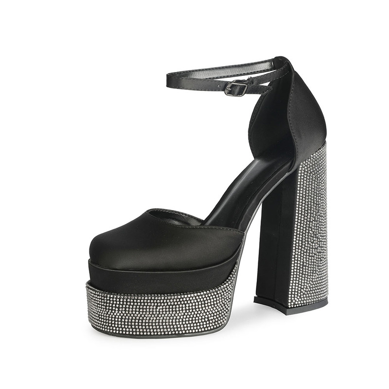 2025 new New 2022 Brand Rhie 14cm High Heel Sandals Dress Party Single Wedding bride Black Red Purple Large 34-43 Women Shoes d560