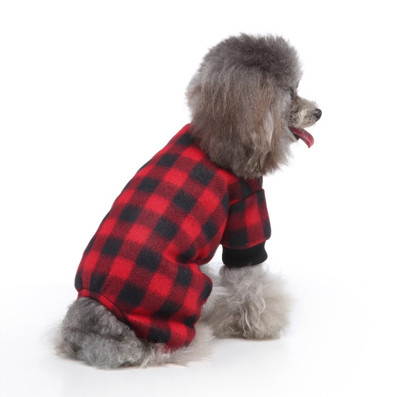 Pet Christmas Pajamas Red Black Buffalo Plaid Jumpsuit Dog Cat Soft Winter Clothes Puppy Doggie Checkered Sweater Apparel XL