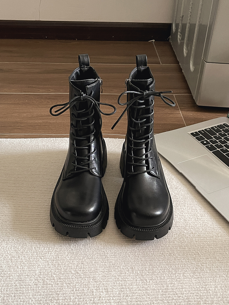 Woman Elegant Boots Flat Heel Female Shoes Boots-Women Round Toe Zipper Lolita Ladies 2023 Rock Ankle Autumn Summer Rubber e147 -Women