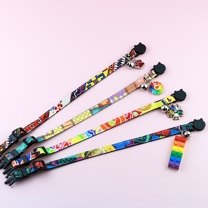 Breakaway Cat Collars with Bell Moons Stars Cute Kitty Adjustable Safe Kitten Collars with Metal Pendant Cats Kitten Accessories