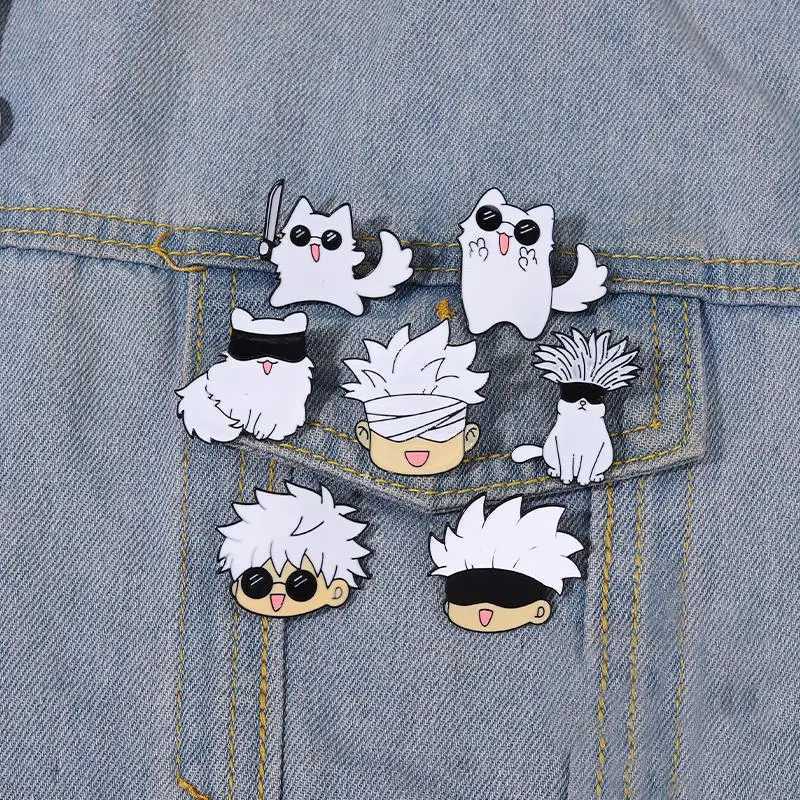 Enamel Pin Kawaii Anime Role Eye Mask Cute Manga Brooches Badge Jujutsu Kaisen Anime Accessories For Backpack Gojo Satoru CatsX240914