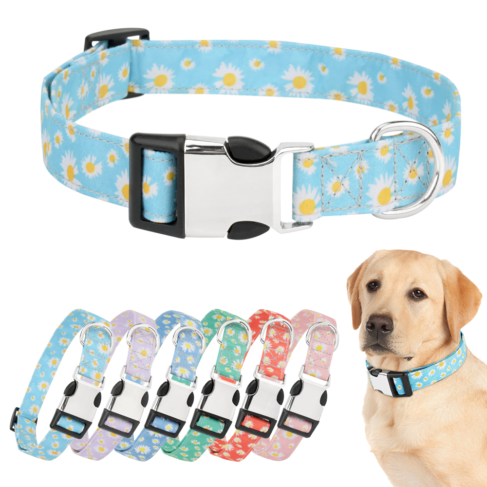 Flower Pattern Dogs Collar,adjustable Girl Dog Collar with Metal Buckle ,multiple Colour Pets Collar for Small Medium Large Dogs