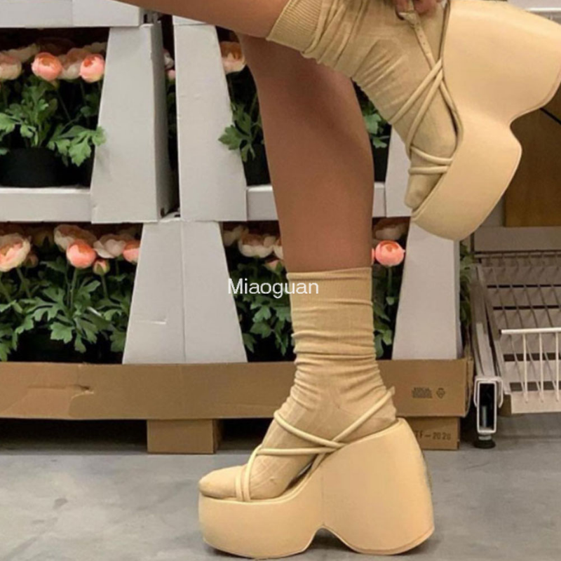 2023 Summer Platform Brand Design Woman's Sexy Sandals Shoes Punk Wedges High Heels Comfy Leisure Woman Shoes Designer Sandalias