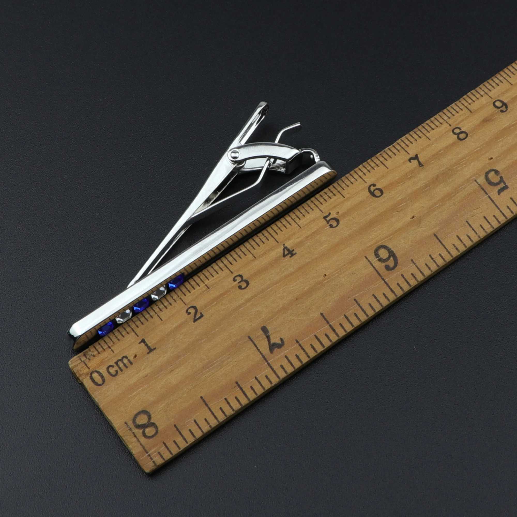 Mens Colorful Crystal Tie Clips Classic Trendy Metal Male Business Banquet 5.5cm Necktie Clips Clasp Accessories GiftX240914