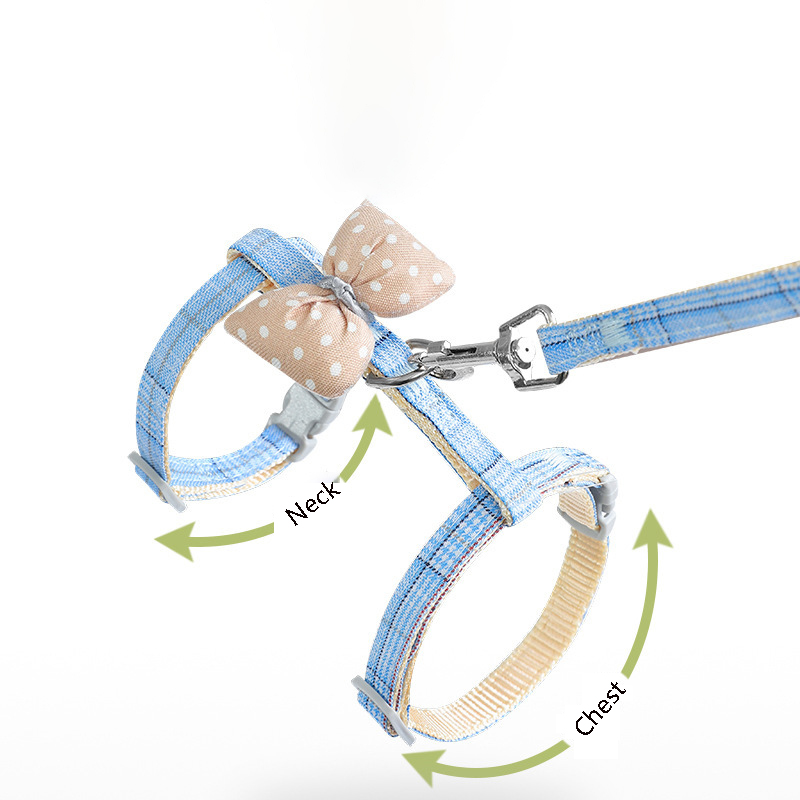 Adjustable Pet Cat Harness and Leash Set Small Dog Leash Leash Harness with Bow Decoration H-Harness Pet Supplies Accessories