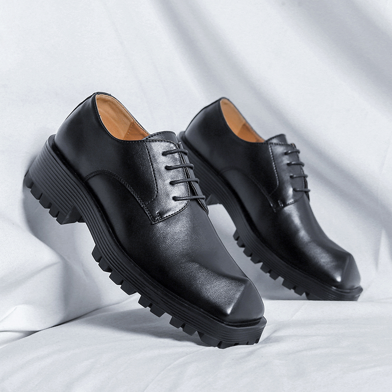 Dress Business Shoe Men Cone Toe Niche Design Fashion Casual Increase Leather Shoes Male Japan Korean Streetwear Commute fef3 s