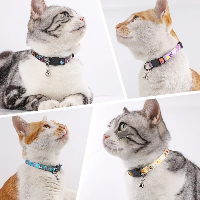 Cat Collars Breakaway with Bell Colorful Summer Cat Safety Adjustable Collar for Cats Cute Kitten Collar for Pet Kitten Supplies