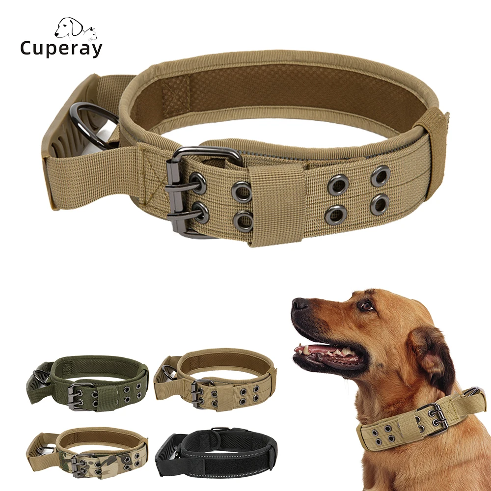 Adjustable Tactical Dog Collar Nylon Material Wear-resistant and Durable with Control Handle Reflective for Medium and Large Dog