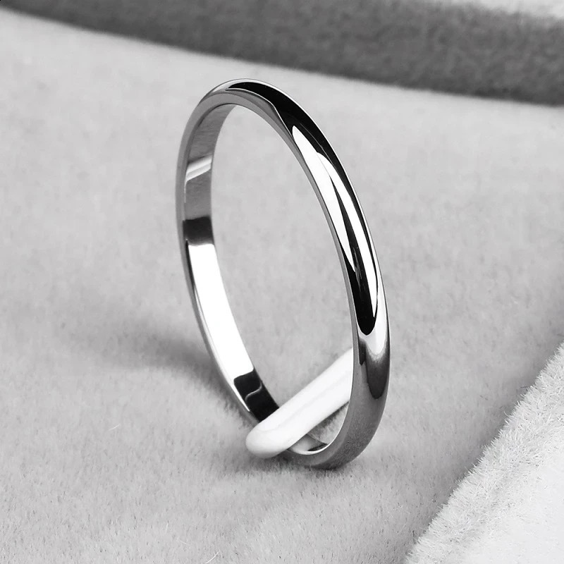 Ramos 2mmStainless Steel Rings Gold colour Antiallergy Smooth Simple Wedding Couples Bijouterie 240906
