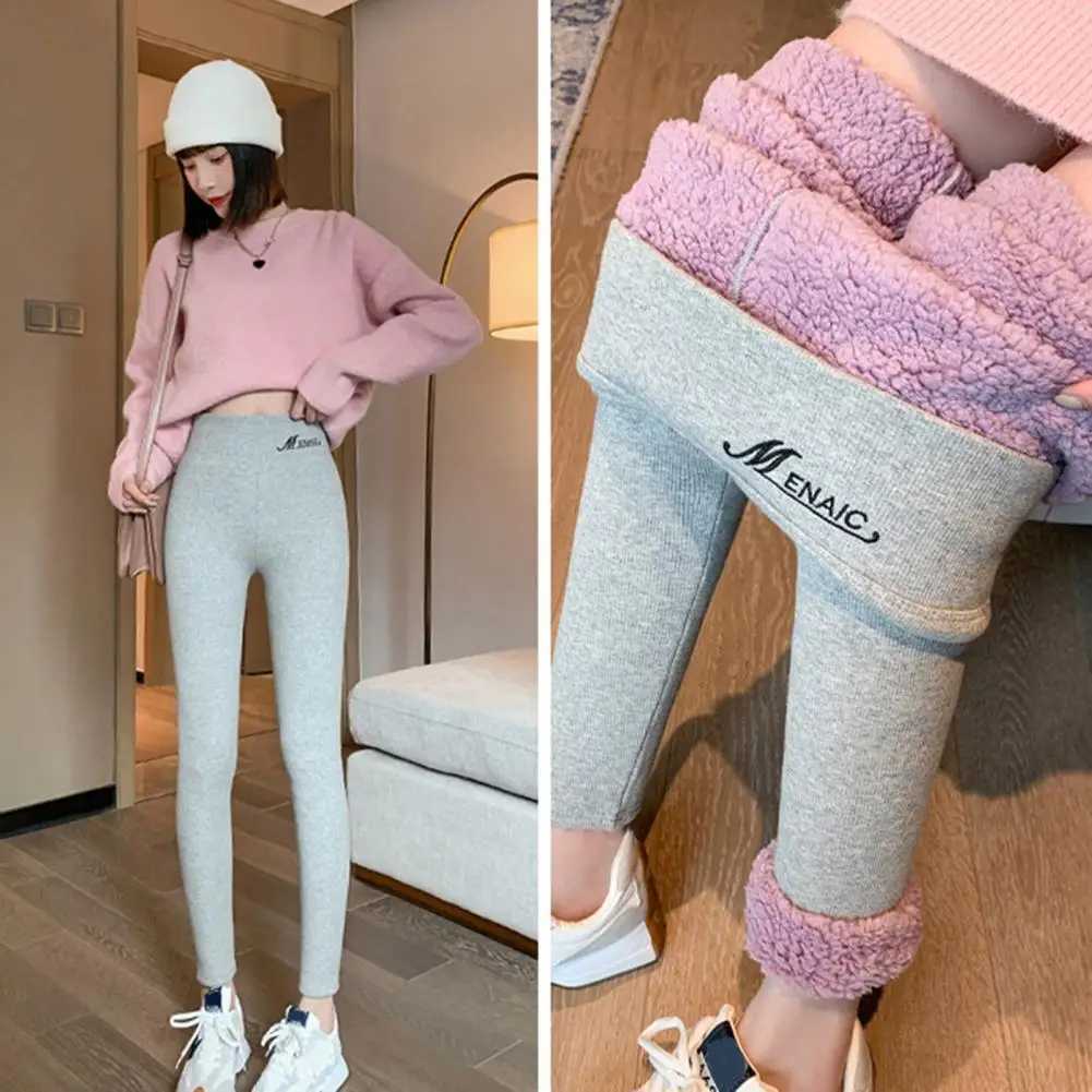 Fall Winter Women Leggings Thickened Plush Warm Pants Skinny Elastic High Waist Cold Resistant Women Basic Sports Yoga PantsX240914