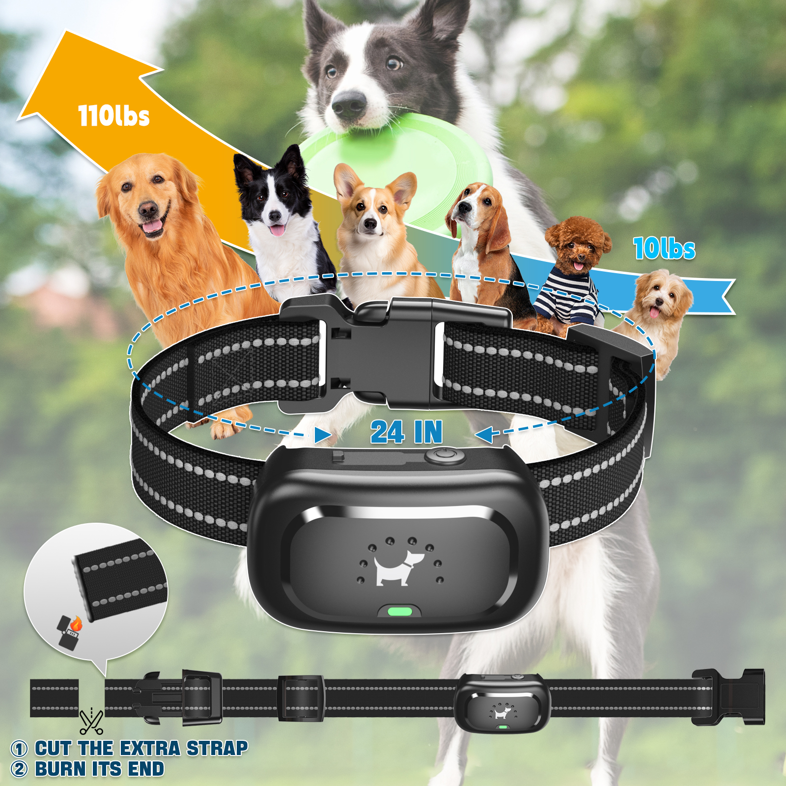 Dog Shock Collar Waterproof Rechargeable Anti-bark Collar for Dogs Electric Dog Training Collar with Safe Static Vibration Beep