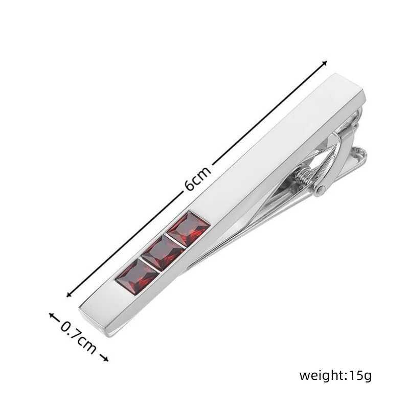 New copper material shiny red blue black crystal tie clip fashion brand mens wedding tie clip clothing accessories wholesaleX240914