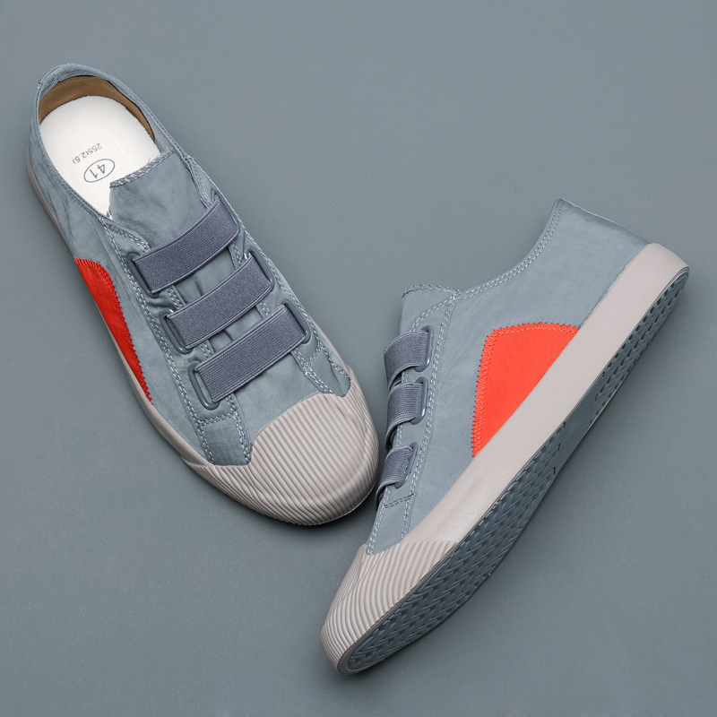 Fashion Men Canvas Shoes Low Top Slip On Male Casual Shoes Round Toe Spring and Autumn Rubber Flat Shoes 20009