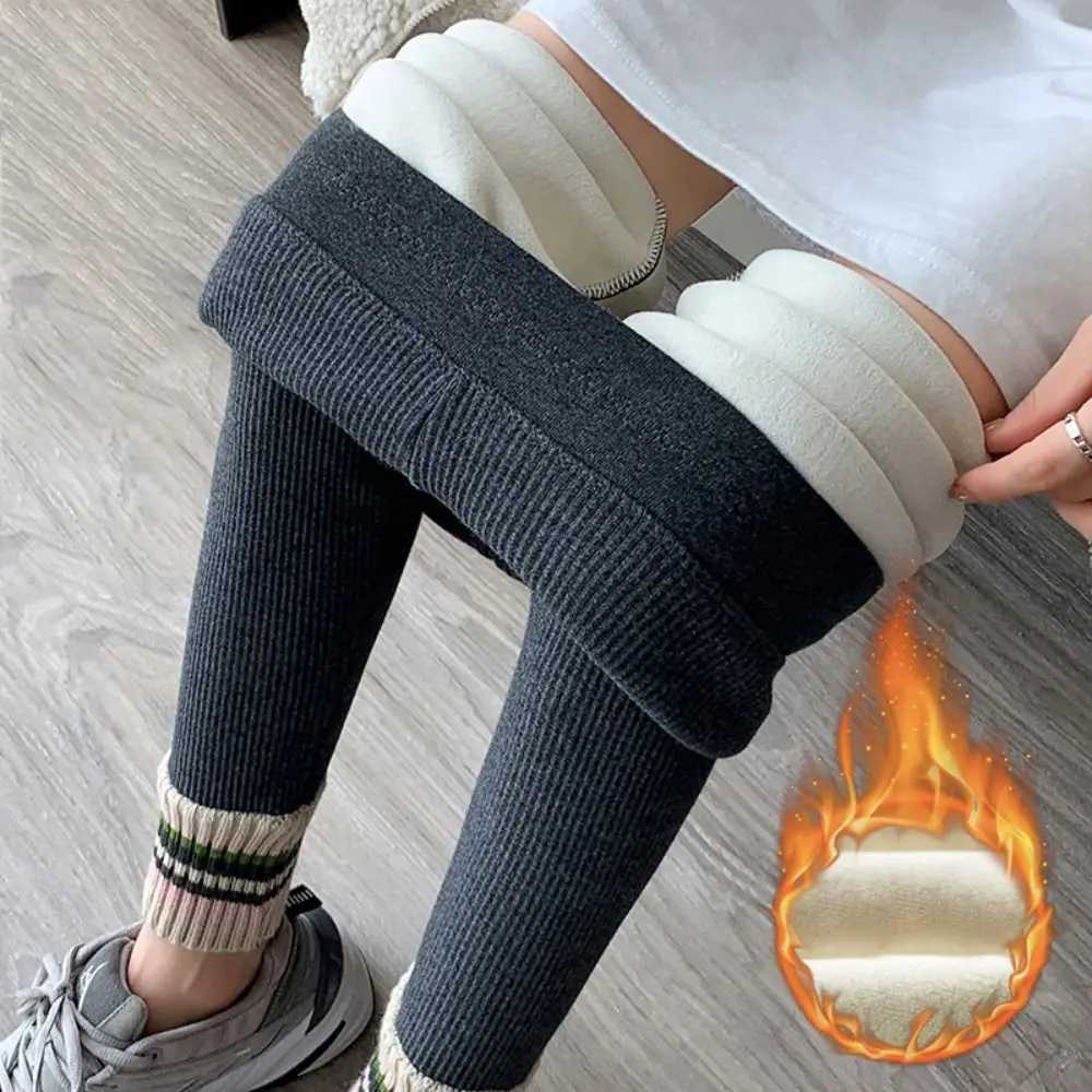 Fashion Threaded Women Leggings Autumn Winter Slim Fit Underpants Thickened Warm Fleece PantsX240914
