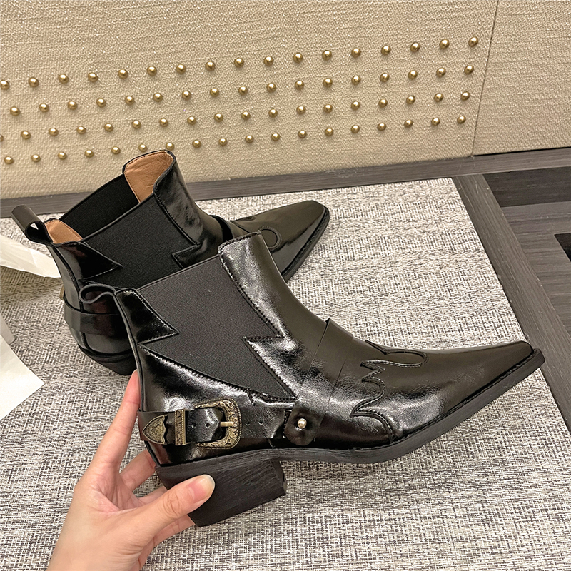 2024 New Winter Pointed Toe for Autumn Fashion Ankle Boots Ladies Retro Women Shoes 24c4