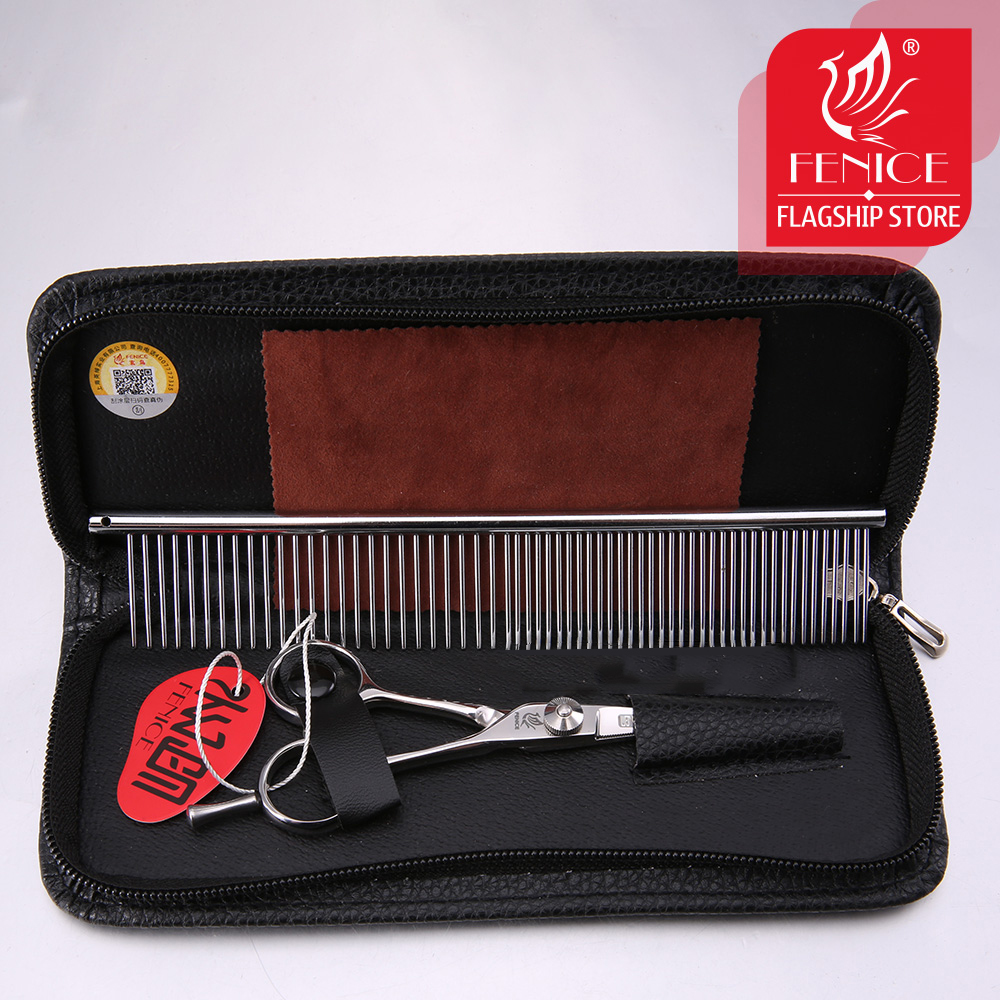 Fenice 4 inch Pet Dog Safety Rounded Tips Scissor Grooming Trimming Shears for Face, Ear, Nose & Paw Animal Hair Cutting Tool
