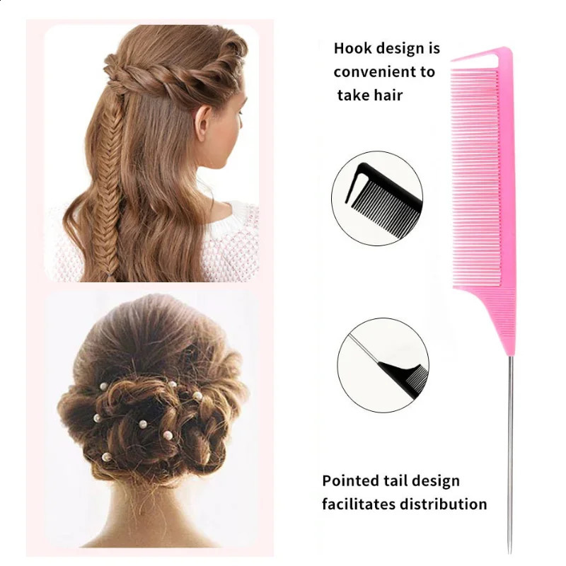 310pcs Hair Styling Comb Set Teasing Brush Triple Rat Tail Combs Edge Tools Braid Tool Loop 240911
