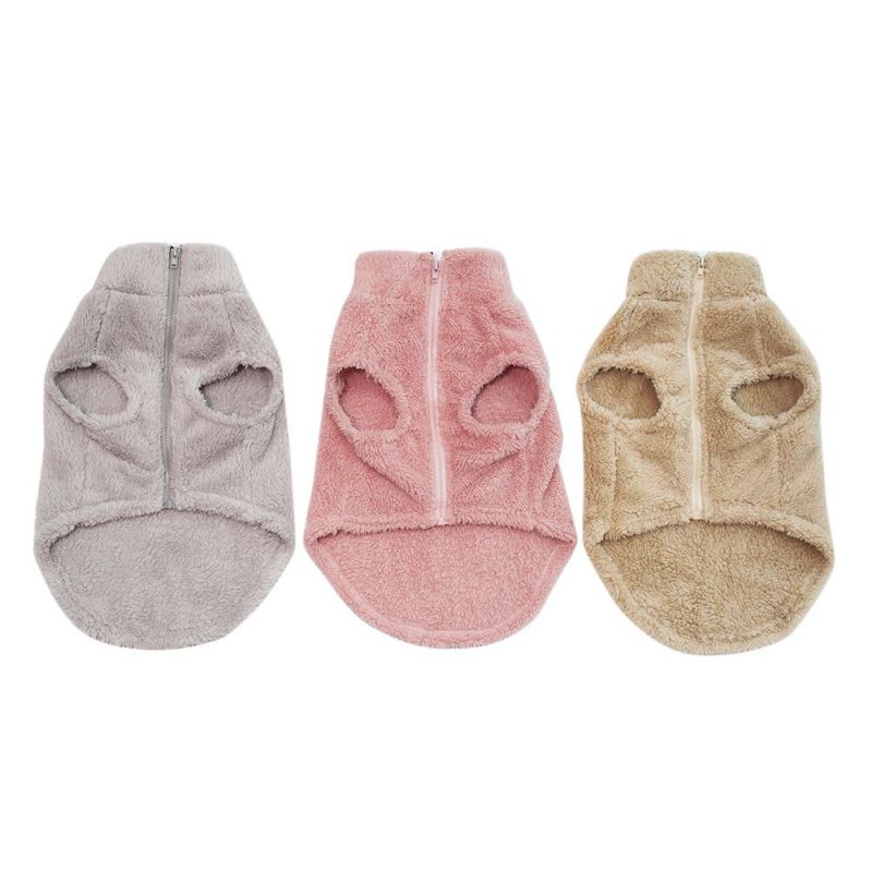 Fur Dog Coat Pet Dog Jacket with Zipper Turtleneck Winter Dog Sweater Plush Hoodies Vest for Small Dogs Cats Home Wear