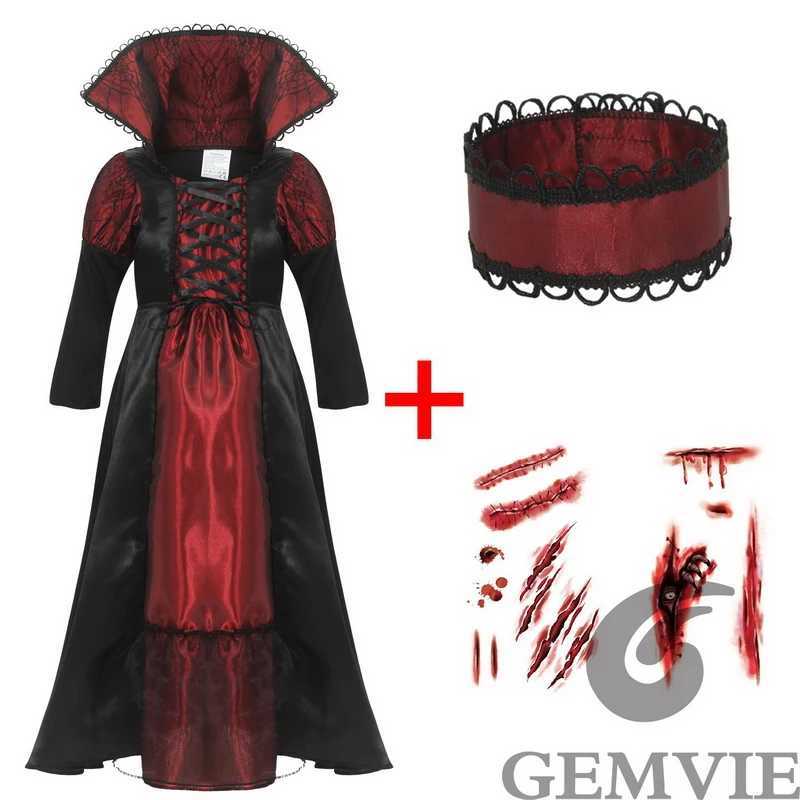 Girls Halloween costumes vampire costumes childrens vampire role-playing carnival party role-playing costumes and stickers W240914