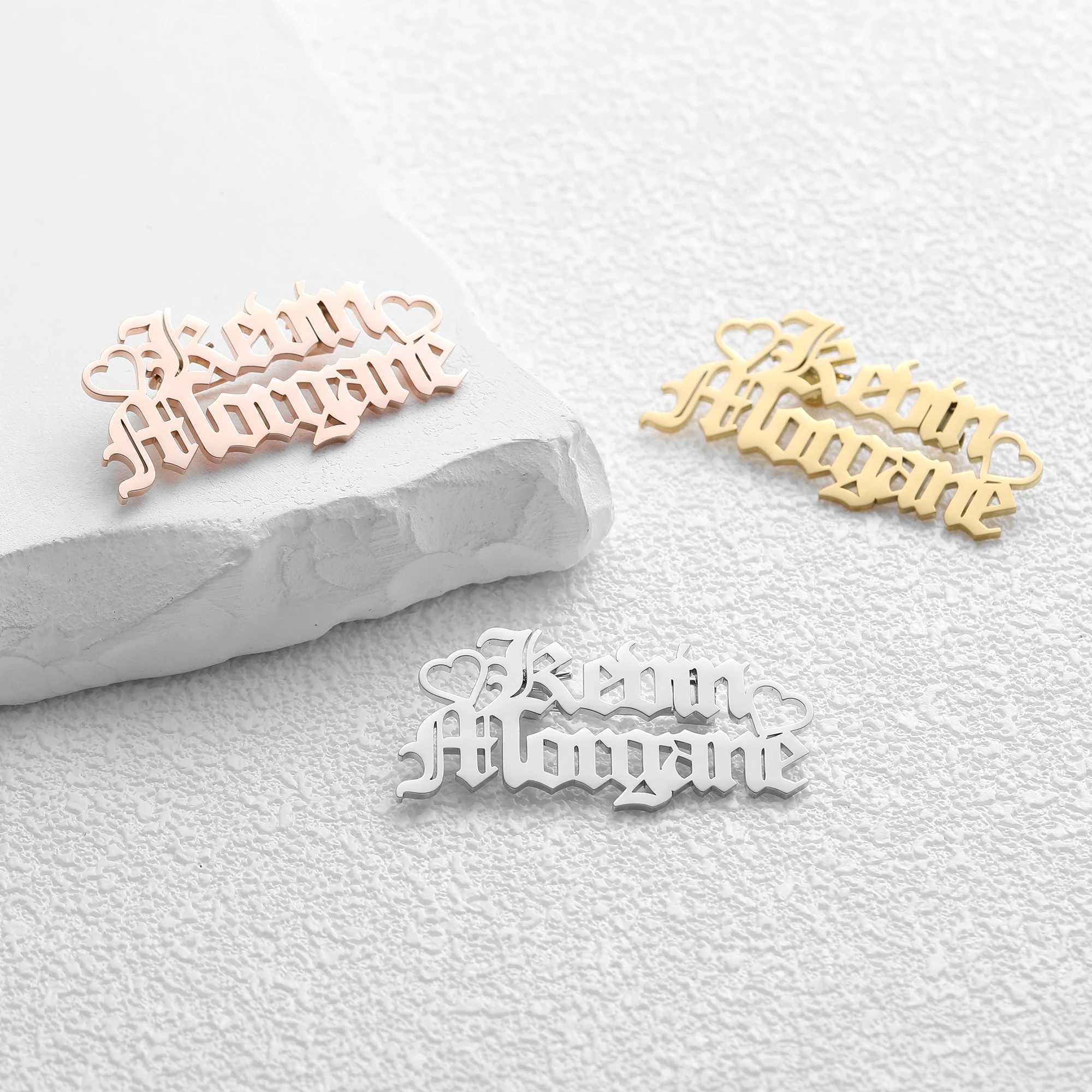 Customized Name Brooch Personalized font Selection Stainless Steel Customized Brooch Exquisite Jewelry Brides GiftX240914