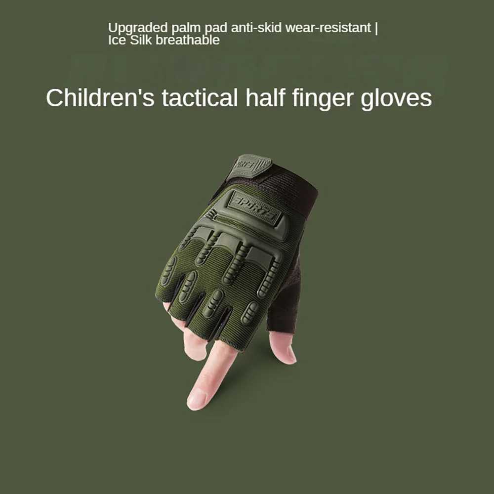 Kids 4-11 Years Cycling Gloves Half Finger Bike Gloves Tactical Glove Non-Slip Outdoor Sports Gloves for Boys and Girls W29 Y240914