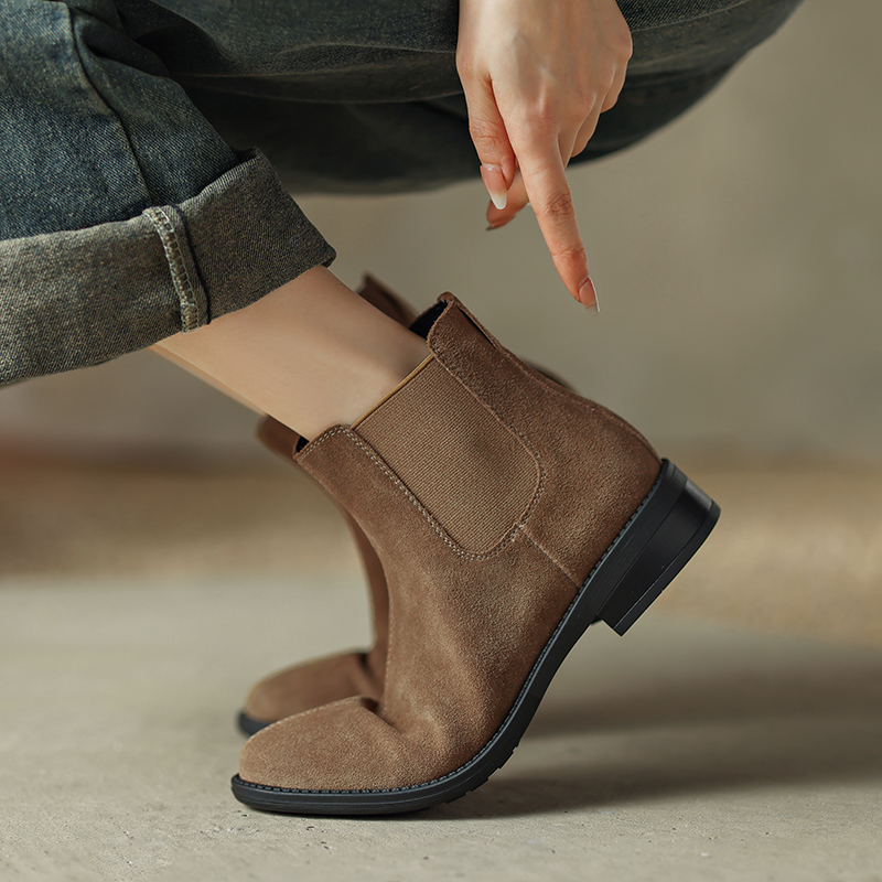 2024 New Autumn Genuine Leather Women Round Toe Ankle Modern Ladies Shoes Western Boots 4f82