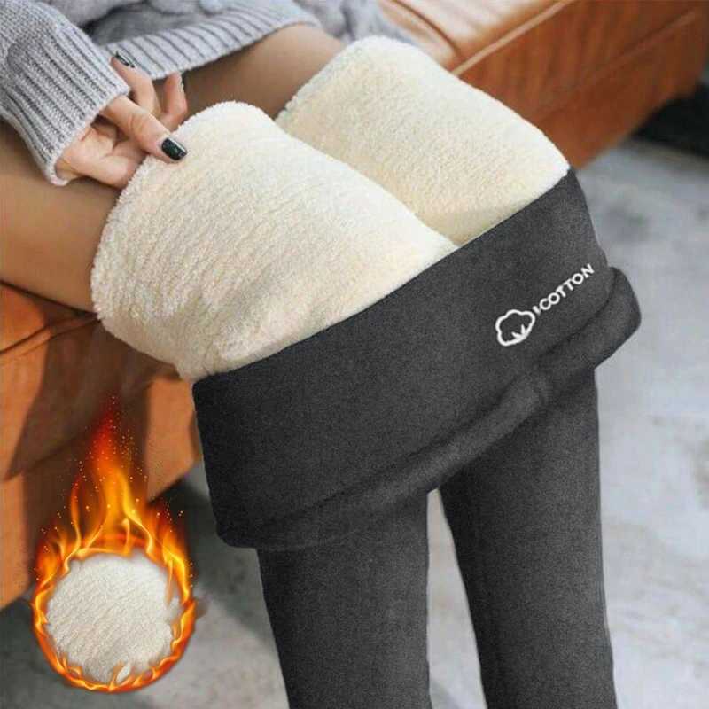 Women Leggings Fleece Lined Velvet Keep Warm Pants High Winter Waist Leggings Women Solid Comfortable Stretchy Thermal Plus SizeX24