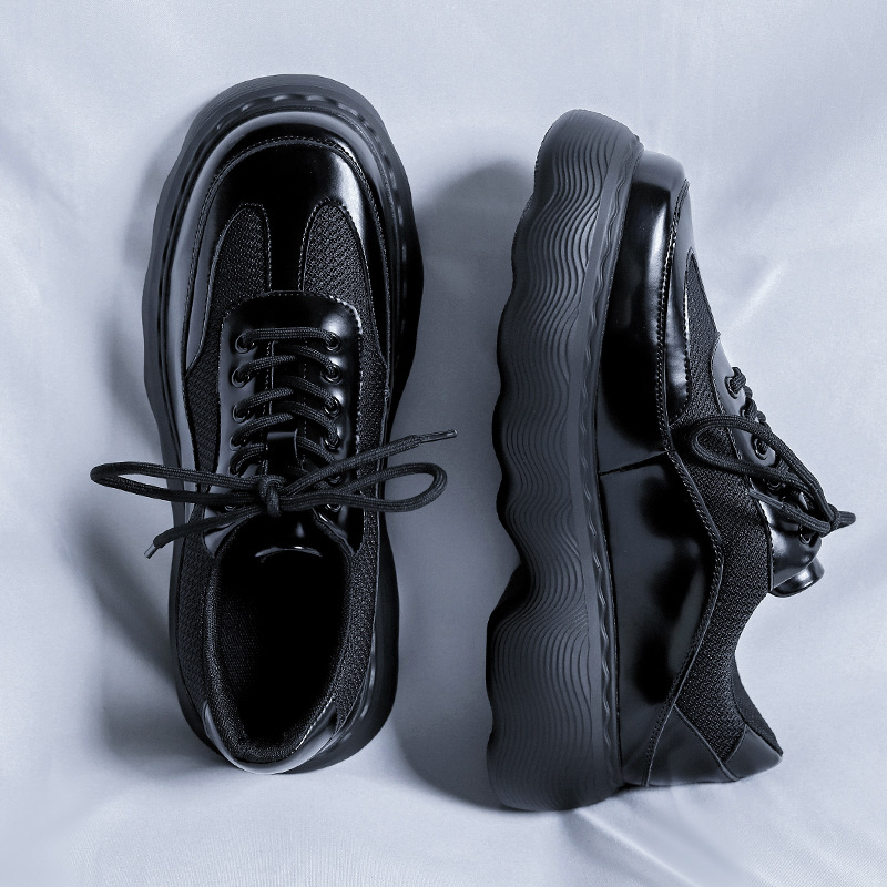 Increase Platform Mens Casual Patent Leather High-quality Leisure Toog Handmade Trend Fashion Dress Shoes 2b36