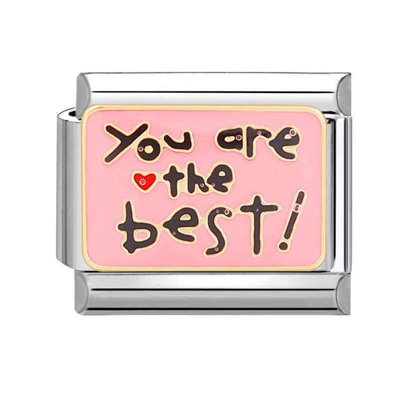 New Women's Gift Sweet pink heart Pendant Italian Charms Links Bangle Beads Fit 9mm Stainless Steel Bracelet Making DIY For Women Fashion Jewelry