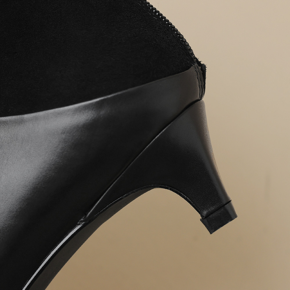 kitten Women heel autumn ankle boots elegant ladies pointed toe back zip short booties high quality soft comfortable daily shoes 3b5d