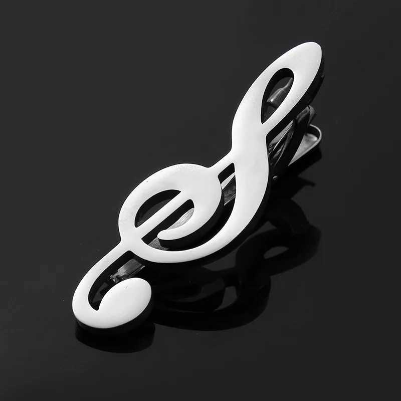 Creative notes clip mens senior titanium steel personalized piano musical instrument fashion stainless steel tie clipX240914