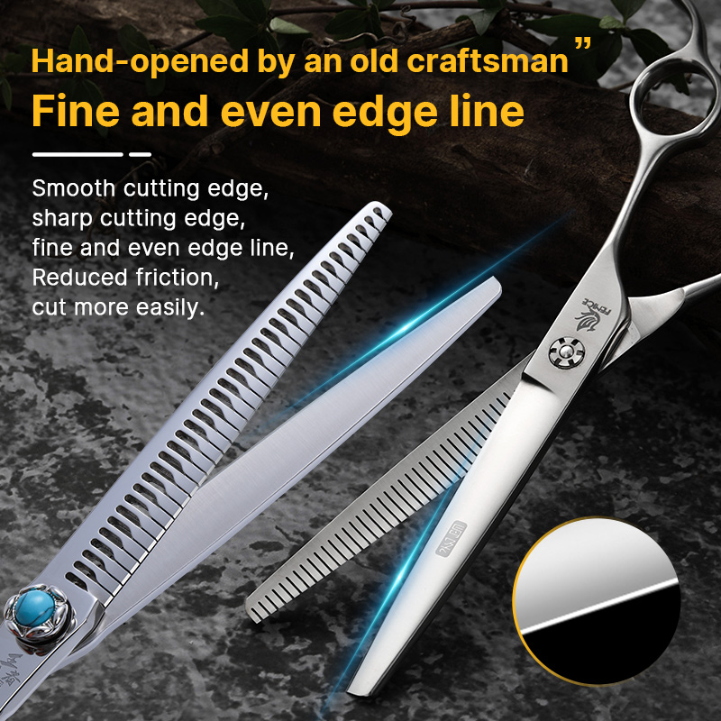 Fenice Dog Scissors Professional 6.5/7.5 inch Pet Fluffy Thinning Grooming Scissors Dog Thinner Shears JP440C&VG10 Steel