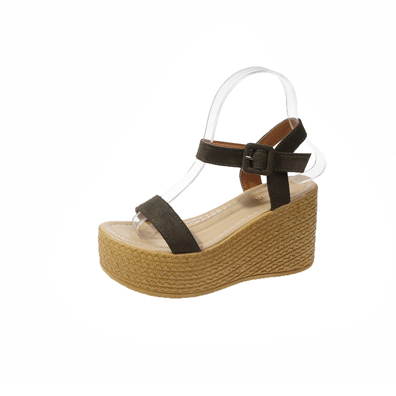 Shoes Veet 2024 Sandals Clogs Wedge Large Size Espadrilles Platform Summer Heels Muffins shoe Suit Female Beige Suede New Big 27d4