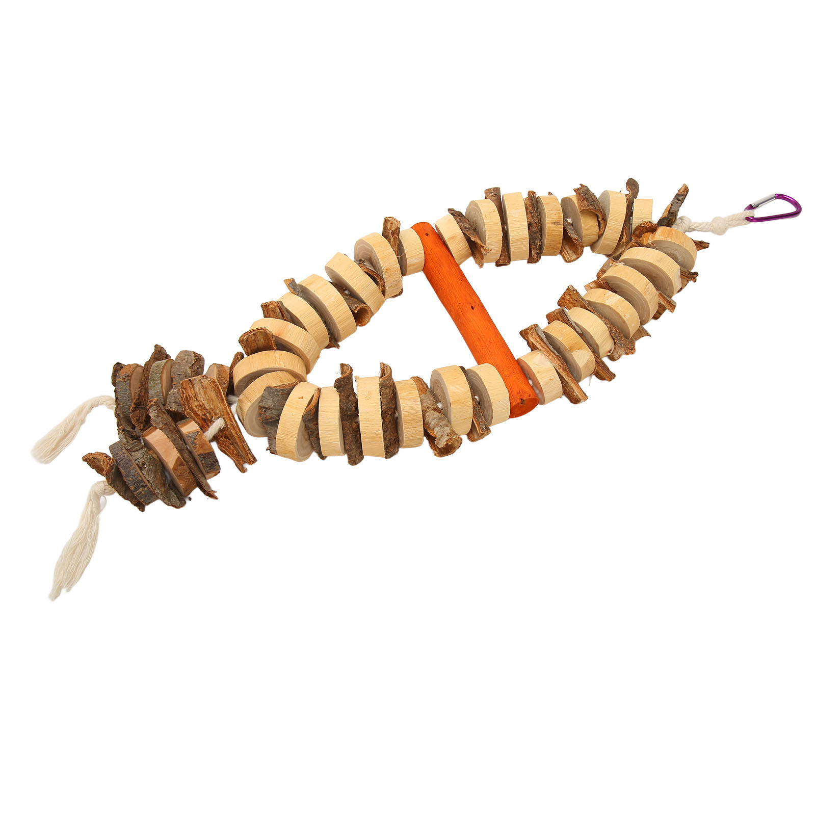 Bird Chewing Toy Beak Grinding Tear Resistant Wooden Bird Cage Toy With Hook For Medium Large Parrots
