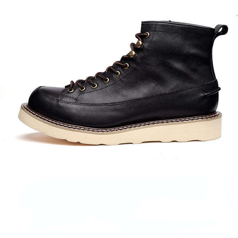 Vintage Men's Ankle Genuine Leather Designer Handmade Platform British Trend Autumn Black Business Boots Shoes Man