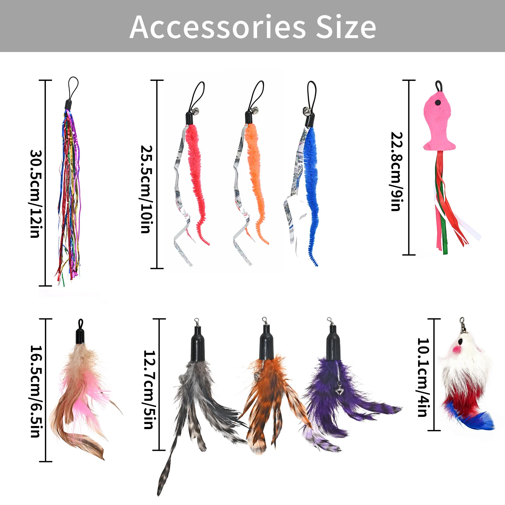 12pcs Colorful Cat Teaser Wand Interactive Funny Cat Toy Fishing Nteractive Toy for Kitten Playing Teaser Toy Cat Supplies
