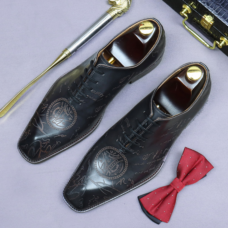 Top Quality Mens Wedding Dress Shoes Genuine Leather Oxford Men's Leather Shoes Lace Up Business Formal Shoes For Men