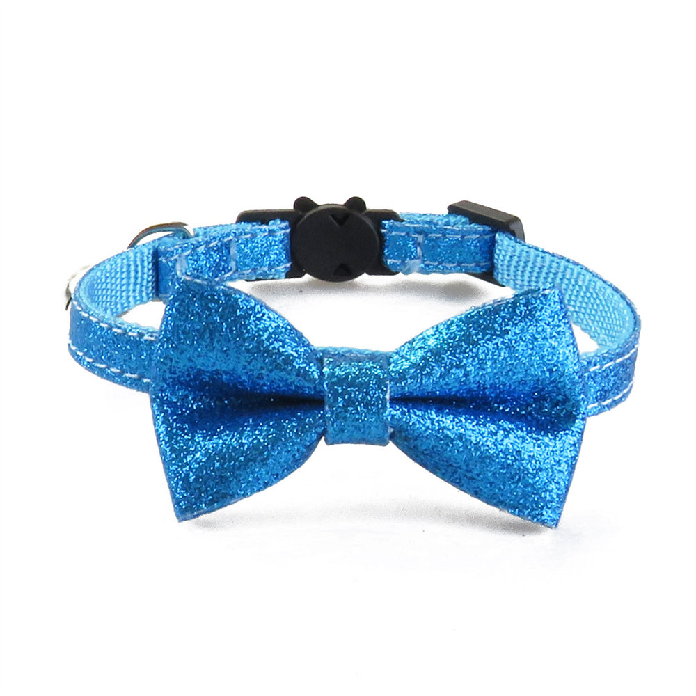 Glitter Cat Collar Breakaway with Bow Tie Bell for Kitty Removable Adjustable Accessories Safety Kitten Collar for Cat and Puppy