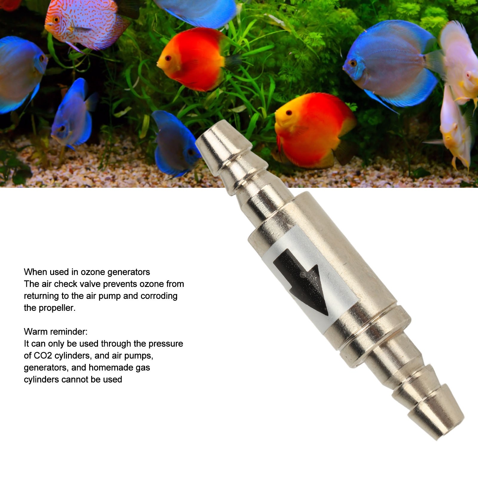 Stainless Steel CO2 Check Valve, 1 Way, Fish Tank, Aquarium Zone Generators, 5Pcs