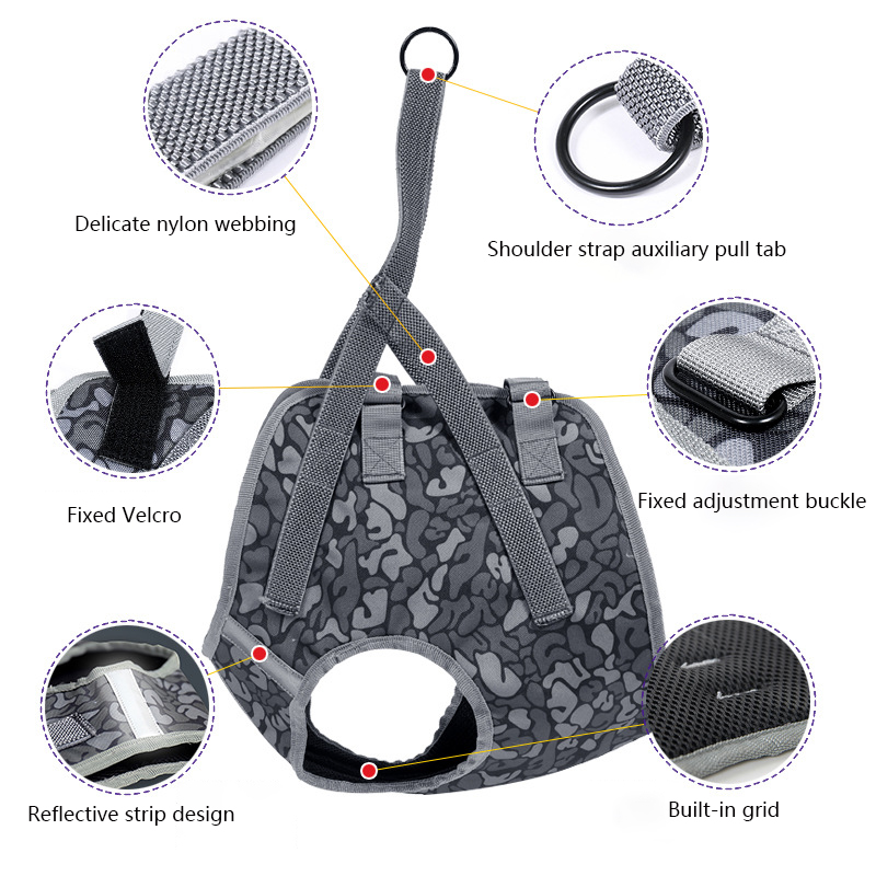 Camouflage Dog Harness Reflective Vest-style Medium & Large Adjustable Pet Leash Chest Harness To Prevent Blasting for Training