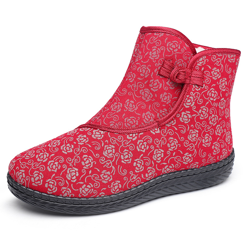 Winter Boots Women Cotton Shoe Solid Flat Plush Warm Snow Woman Boots Women's Sneakers Button Ankle Boot Casual Shoes for Female