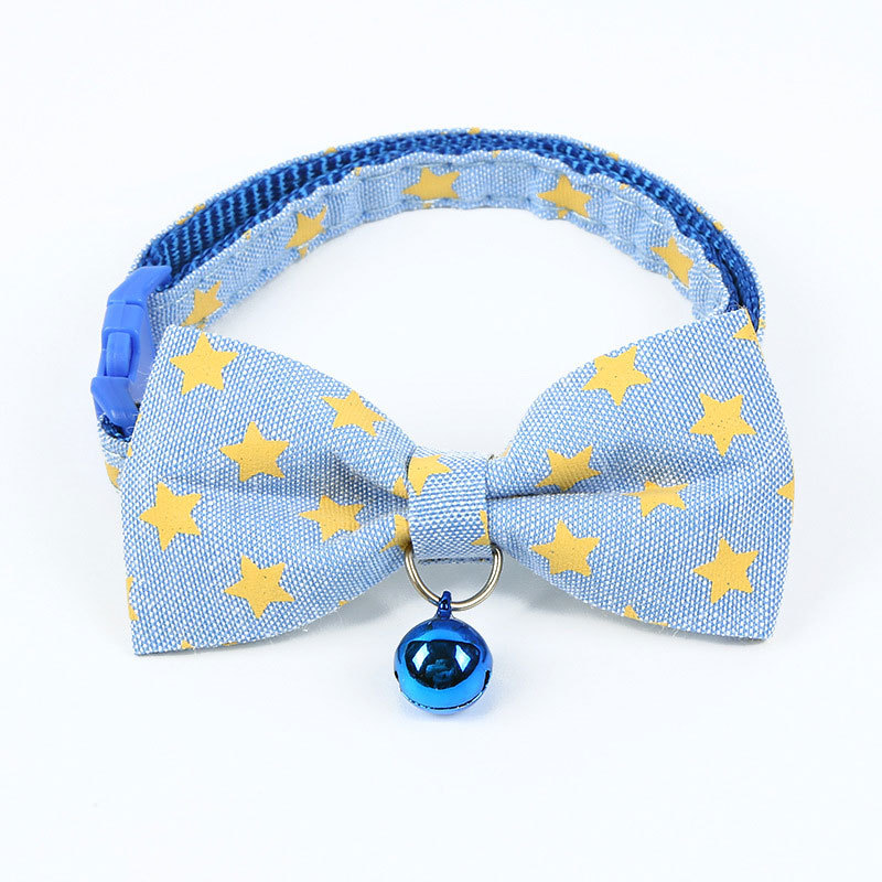 Cat Collar with Bow Pentagram Adjustable Dog Pet Collar Bell To Prevent Getting Lost for Cats and Puppies Pet Accessories Items