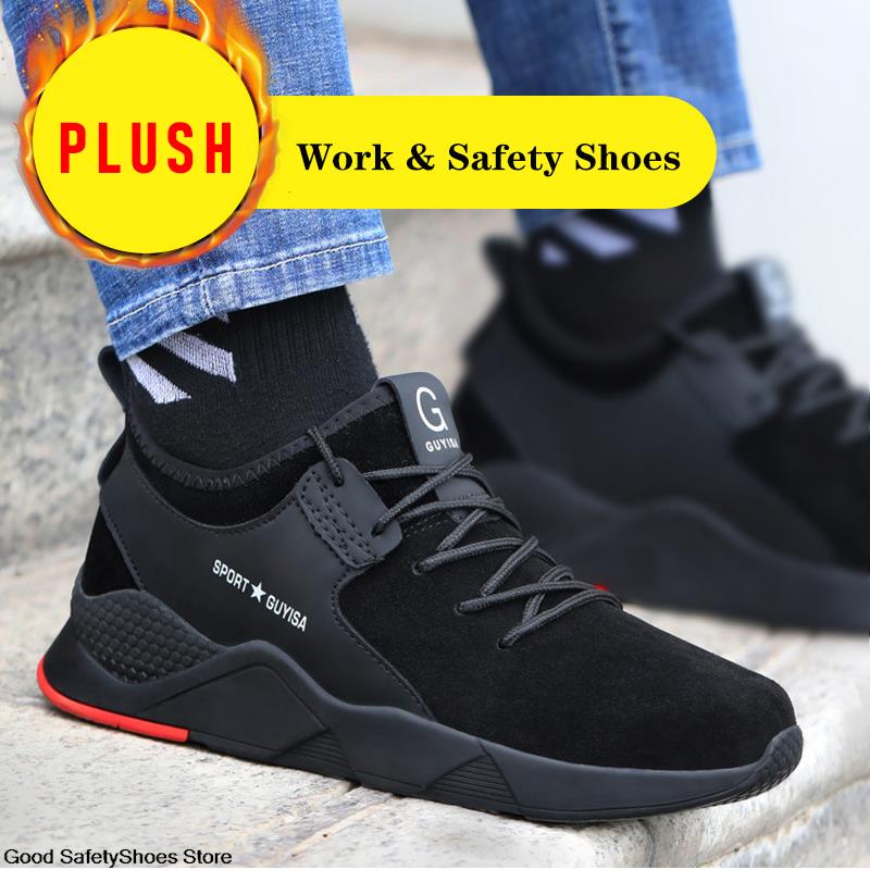 Sneakers Women Warm Winter Men Indestructible Steel Toe Shoes Anti-Smash Safety Work Boots Male a427