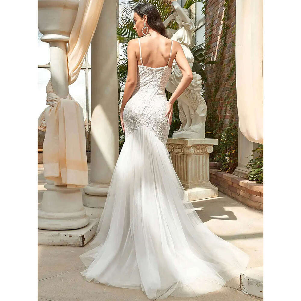 Dresses Mermaid Elegant Spaghetti Strap Appliques Lace Backless Or Length Princess Bride Wedding Dress Custom Made