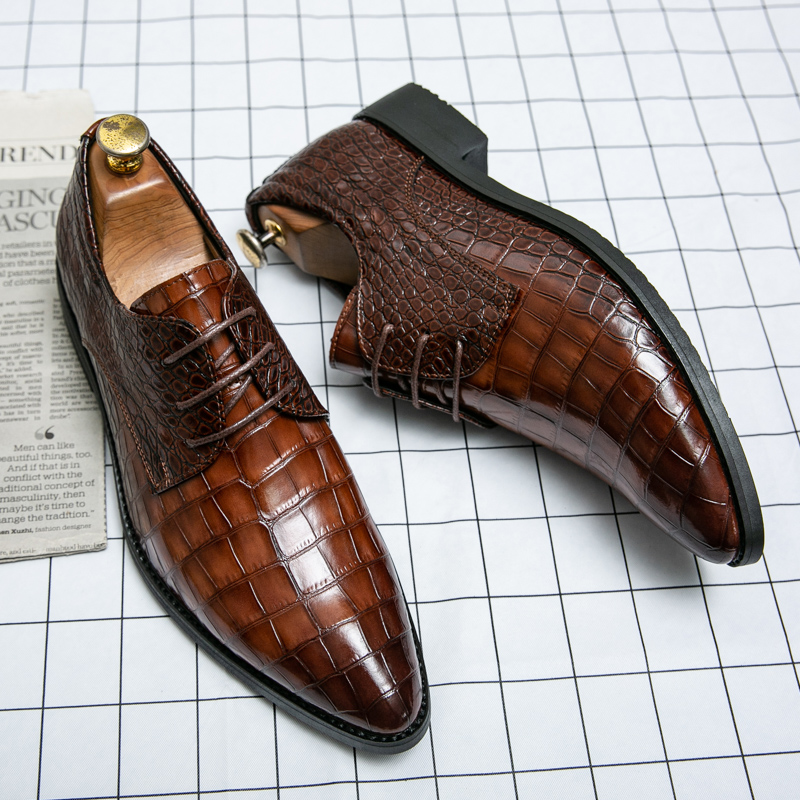 Italy Men Dress Shoes Autumn Leather Office Shoes Lace Up For Men Driving Moccasins Fashion Party Shoes